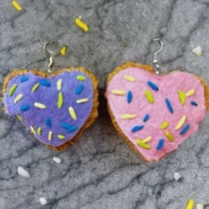Heart-Shaped Donut Earrings with Sprinkles